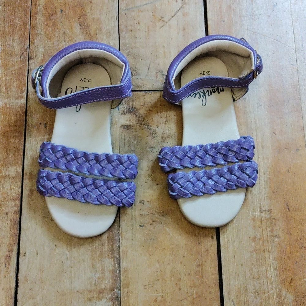 Monkey Feet Sandals Purple Braided Size 2 To 3 Years Spring Easter Leather